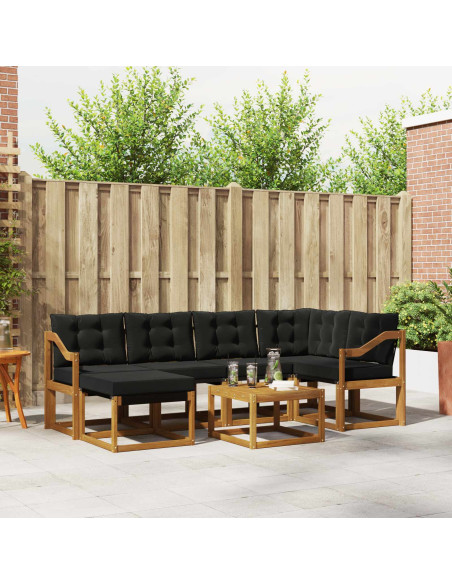 Set di divani con cuscino 7 pcs Naturale e Nero