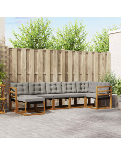 Set di divani con cuscino 7 pcs Grigio Naturale e Chiaro