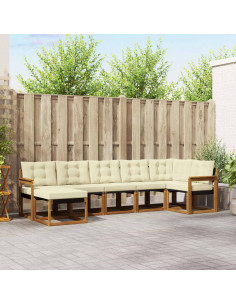 Set di divani con cuscino 7 pcs Naturale e Crema