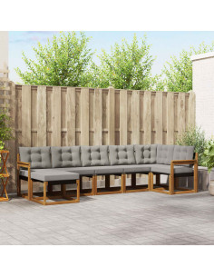 Set di divani con cuscino 7 pcs Grigio Naturale e Chiaro