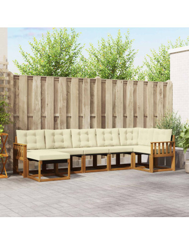 Set di divani con cuscino 7 pcs Naturale e Crema