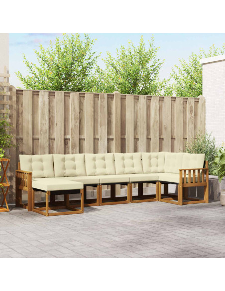 Set di divani con cuscino 7 pcs Naturale e Crema