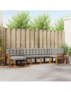 Set di divani con cuscino 7 pcs Grigio Naturale e Chiaro