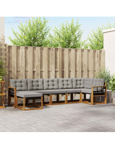 Set di divani con cuscino 7 pcs Grigio Naturale e Chiaro