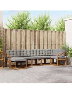 Set di divani con cuscino 7 pcs Grigio Naturale e Chiaro