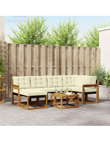 Set di divani con cuscino 7 pcs Naturale e Crema