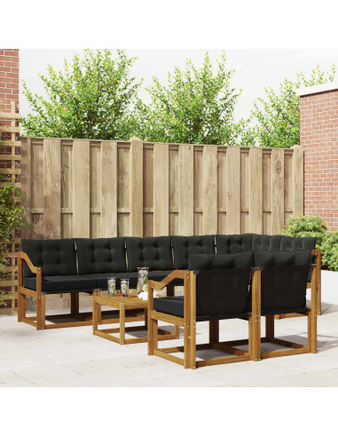Set di divani con cuscino 9 pcs Naturale e Nero