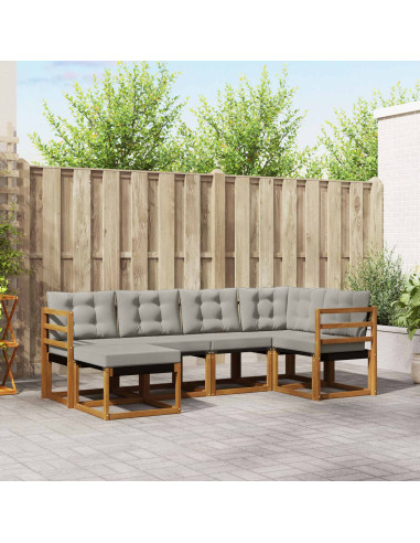 Set di divani con cuscino 6 pcs Grigio Naturale e Chiaro