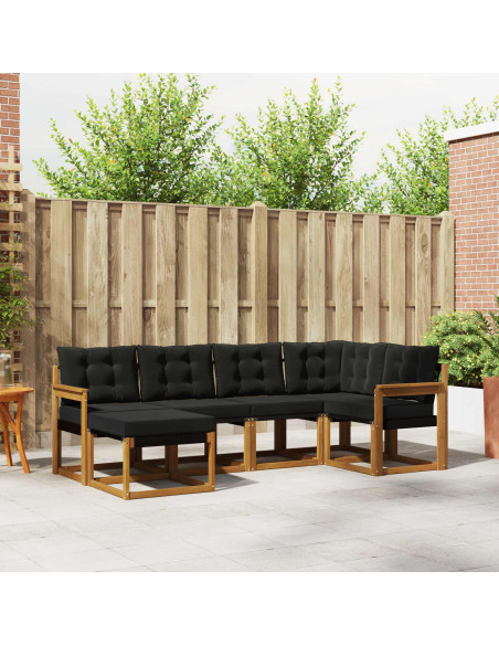 Set di divani con cuscino 6 pcs Naturale e Nero