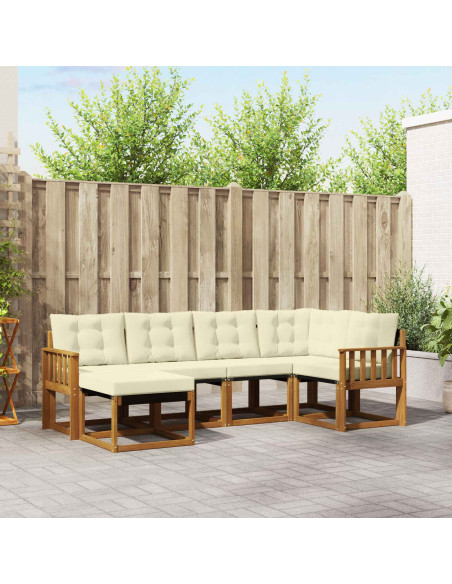 Set di divani con cuscino 6 pcs Naturale e Crema