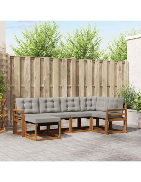 Set di divani con cuscino 6 pcs Grigio Naturale e Chiaro