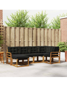 Set di divani con cuscino 6 pcs Naturale e Nero