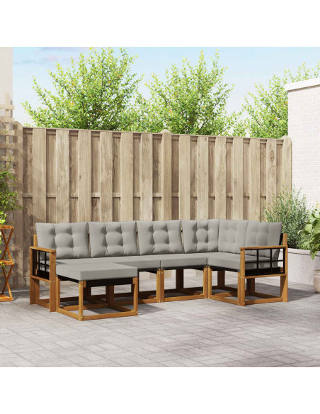 Set di divani con cuscino 6 pcs Grigio Naturale e Chiaro