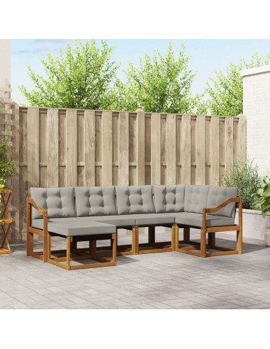 Set di divani con cuscino 6 pcs Grigio Naturale e Chiaro