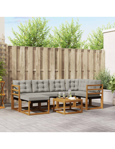 Set di divani con cuscino 7 pcs Grigio Naturale e Chiaro