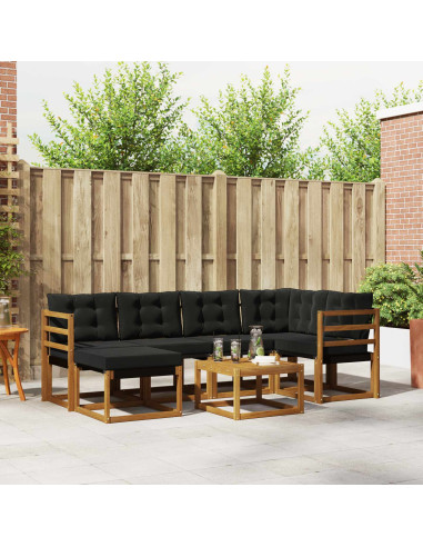 Set di divani con cuscino 7 pcs Naturale e Nero