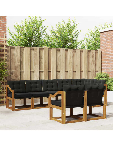 Set di divani con cuscino 8 pcs Naturale e Nero
