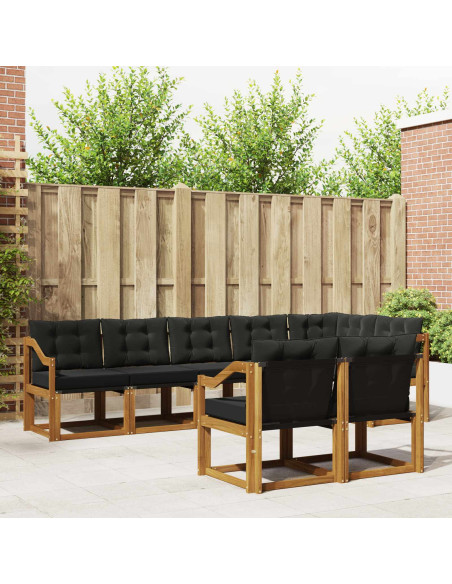 Set di divani con cuscino 8 pcs Naturale e Nero