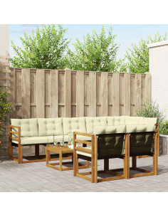 Set di divani con cuscino 9 pcs Naturale e Crema