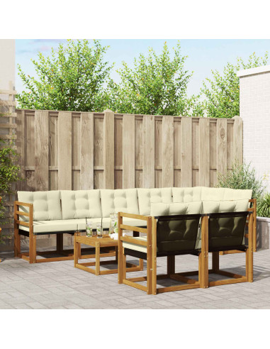 Set di divani con cuscino 9 pcs Naturale e Crema