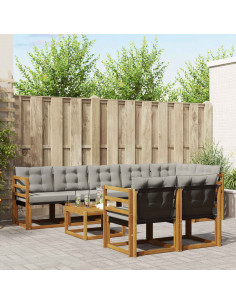 Set di divani con cuscino 9 pcs Grigio Naturale e Chiaro