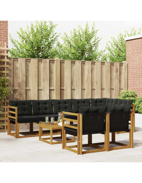 Set di divani con cuscino 9 pcs Naturale e Nero