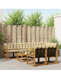 Set di divani con cuscino 9 pcs Naturale e Beige