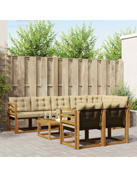 Set di divani con cuscino 9 pcs Naturale e Beige