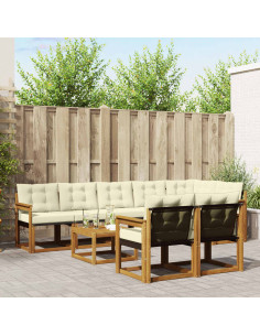 Set di divani con cuscino 9 pcs Naturale e Crema