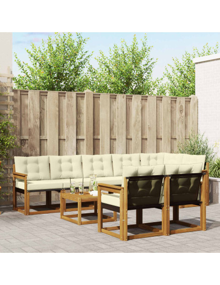 Set di divani con cuscino 9 pcs Naturale e Crema