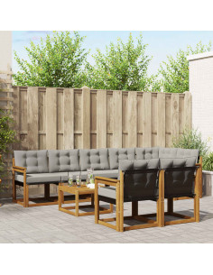 Set di divani con cuscino 9 pcs Grigio Naturale e Chiaro