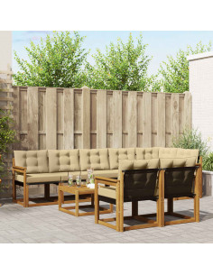 Set di divani con cuscino 9 pcs Naturale e Beige
