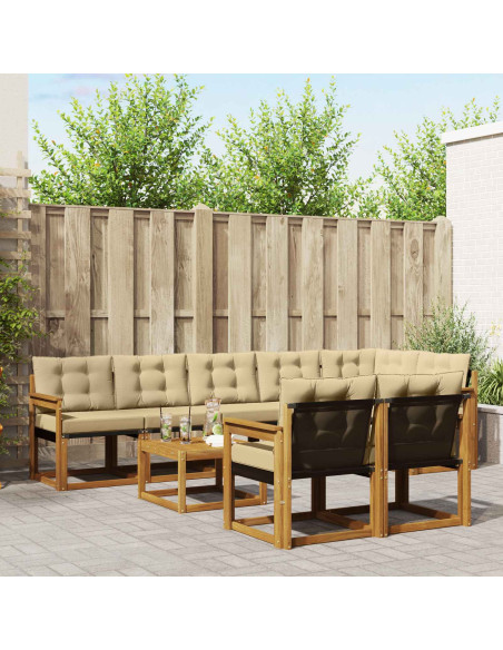 Set di divani con cuscino 9 pcs Naturale e Beige