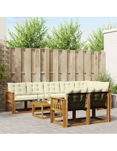 Set di divani con cuscino 9 pcs Naturale e Crema