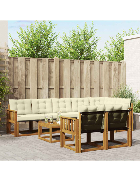 Set di divani con cuscino 9 pcs Naturale e Crema