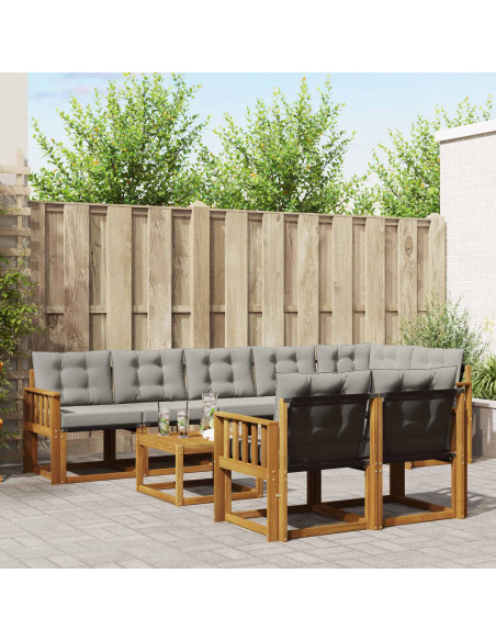 Set di divani con cuscino 9 pcs Grigio Naturale e Chiaro