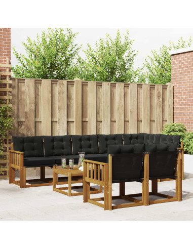 Set di divani con cuscino 9 pcs Naturale e Nero