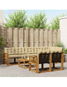 Set di divani con cuscino 9 pcs Naturale e Beige