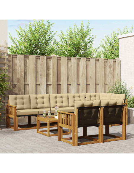 Set di divani con cuscino 9 pcs Naturale e Beige