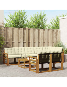 Set di divani con cuscino 9 pcs Naturale e Crema