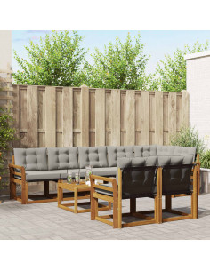 Set di divani con cuscino 9 pcs Grigio Naturale e Chiaro