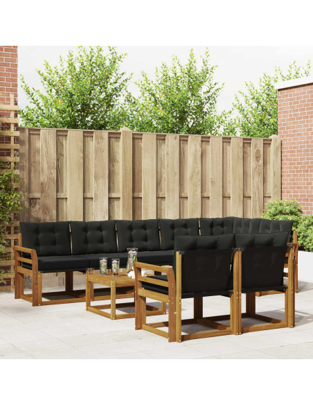 Set di divani con cuscino 9 pcs Naturale e Nero