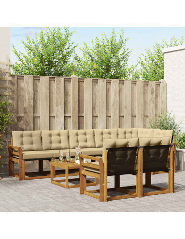 Set di divani con cuscino 9 pcs Naturale e Beige