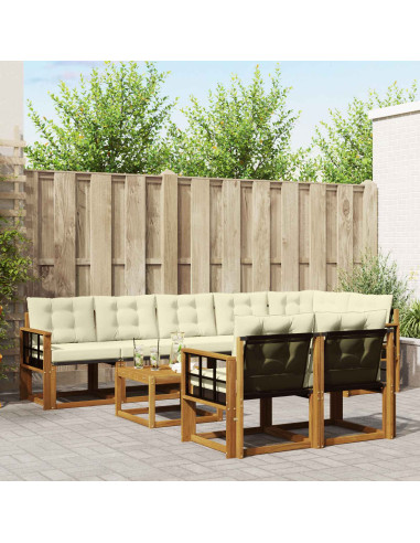 Set di divani con cuscino 9 pcs Naturale e Crema