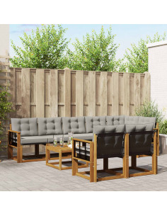 Set di divani con cuscino 9 pcs Grigio Naturale e Chiaro