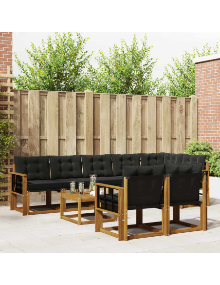 Set di divani con cuscino 9 pcs Naturale e Nero