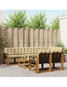 Set di divani con cuscino 9 pcs Naturale e Beige