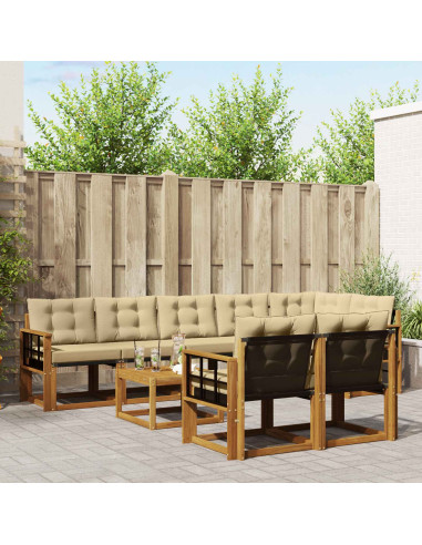Set di divani con cuscino 9 pcs Naturale e Beige