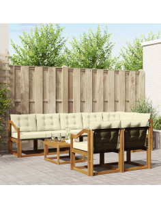 Set di divani con cuscino 9 pcs Naturale e Crema