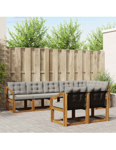 Set di divani con cuscino 8 pcs Grigio Naturale e Chiaro